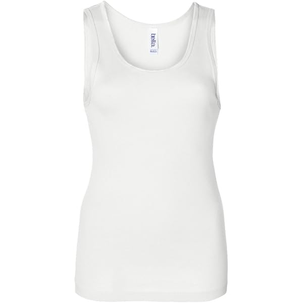 Bella Ladies 5.8 oz. 1x1 Baby Rib Wide Strap Tank - White - M at